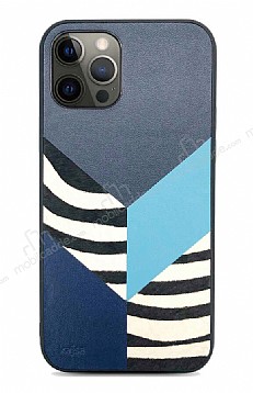 Kajsa iPhone 12 / 12 Pro 6.1 in Glamorous Zebra Combo Mavi Rubber Klf