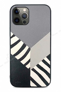 Kajsa iPhone 12 / 12 Pro 6.1 in Glamorous Zebra Combo Gri Rubber Klf