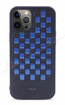 Kajsa iPhone 12 Pro Max 6.7 in Preppie Spotlight Woven Mavi Rubber Klf