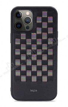 Kajsa iPhone 12 / 12 Pro 6.1 in Preppie Spotlight Woven Siyah Rubber Klf