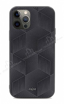 Kajsa iPhone 12 Pro Max 6.7 in Splendid 3D Cube Siyah Rubber Klf