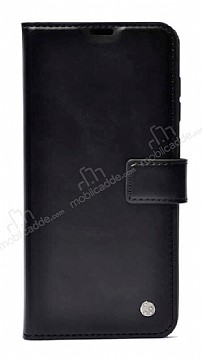 Kar Deluxe iPhone 12 Mini 5.4 in Czdanl Yan Kapakl Siyah Deri Klf