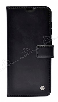 Kar Deluxe Samsung Galaxy M52 5G Czdanl Yan Kapakl Siyah Deri Klf