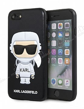 Karl Lagerfeld iPhone 7 / 8 Deri Rubber Siyah Klf