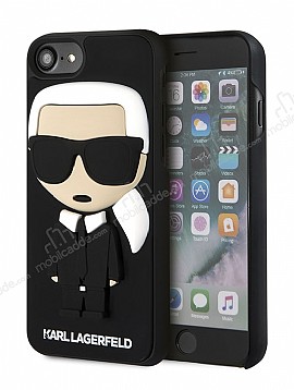 Karl Lagerfeld iPhone 7 / 8 Deri Siyah Rubber Klf