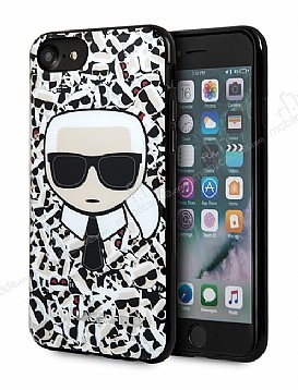Karl Lagerfeld iPhone 7 / 8 Desenli Siyah Rubber Klf