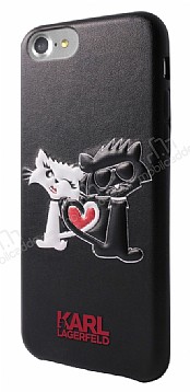 Karl Lagerfeld iPhone 7 / 8 In Love Deri Siyah Rubber Klf