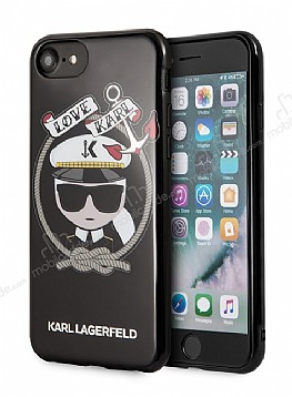 Karl Lagerfeld iPhone 7 / 8 Love Karl Deri Siyah Rubber Klf