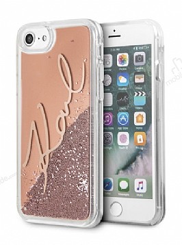 Karl Lagerfeld iPhone 7 / 8 Rose Gold Sulu Simli Silikon Klf