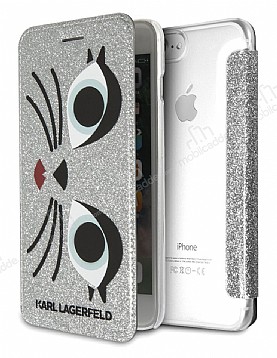 Karl Lagerfeld iPhone 7 / 8 Simli Kapakl Silver Klf