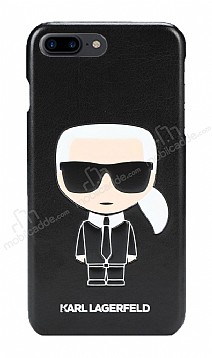 Karl Lagerfeld iPhone 7 Plus / 8 Plus Deri Rubber Siyah Klf