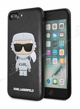Karl Lagerfeld iPhone 7 Plus / 8 Plus Deri Siyah Rubber Klf