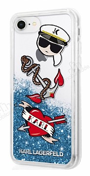 Karl Lagerfeld iPhone SE 2020 Captain Karl Simli Mavi Silikon Klf