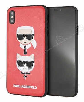 Karl Lagerfeld iPhone X / XS Deri Krmz Rubber Klf