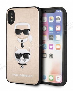 Karl Lagerfeld iPhone X / XS Deri Gold Rubber Klf
