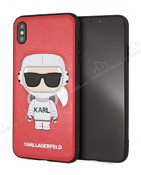 Karl Lagerfeld iPhone XS Max Krmz Deri Rubber Klf