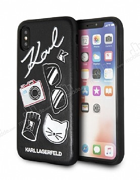Karl Lagerfeld iPhone XS Max Siyah Deri Rubber Klf