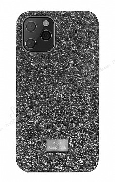 Keephone Star Diamond iPhone 12 Mini 5.4 in Tal Siyah Klf
