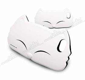 Kiki Cat Kedi iPhone 4 / 4S Sert Beyaz Rubber Klf