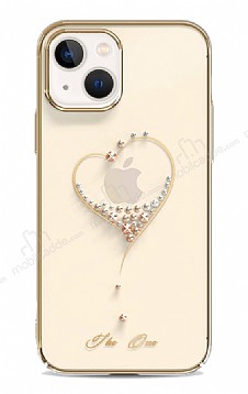Kingxbar iPhone 13 Swarovski Tal Kalpli Kristal Gold Klf