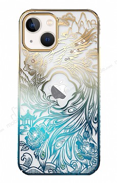 Kingxbar iPhone 13 Swarovski Taşlı Kristal Çiçekli Renkli Kılıf
