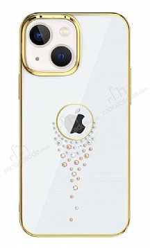 Kingxbar iPhone 13 Swarovski Tal Kristal Gold Klf