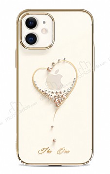 Kingxbar iPhone 11 Swarovski Tal Kalpli Kristal Gold Klf