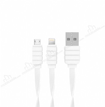 Konfulon S56 Lightning & Micro USB Beyaz Data Kablosu 1,2m
