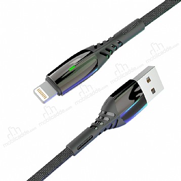 Konfulon S92 Ledli Siyah Lightning USB Data Kablosu 1m