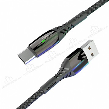 Konfulon S93 Ledli Siyah Type-C USB Data Kablosu 1m