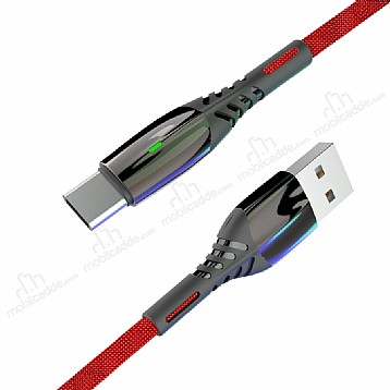 Konfulon S93 Ledli Krmz Type-C USB Data Kablosu 1m