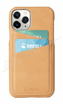 Krusell iPhone 11 Pro Max Deri Kartlkl Turuncu Klf
