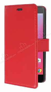 Lenovo K6 Note Czdanl Yan Kapakl Krmz Deri Klf