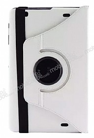 LG G Pad 10.1 V700 360 Derece Dner Standl Beyaz Deri Klf