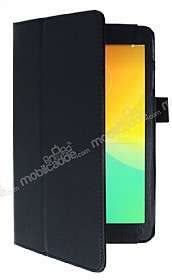 LG G Pad 8.0 V480 Standl Yan Kapakl Siyah Deri Klf