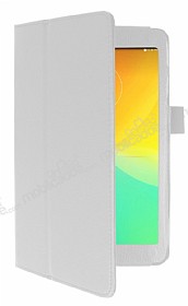 LG G Pad 8.0 V480 Standl Yan Kapakl Beyaz Deri Klf
