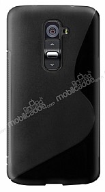 LG G2 Desenli Siyah Silikon Klf