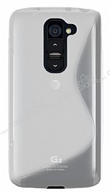 LG G2 Mini Desenli effaf Beyaz Silikon Klf