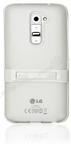 LG G2 Standl Beyaz Silikon Klf