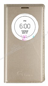 LG G3 S / G3 Beat Pencereli nce Kapakl Gold Klf