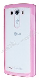 LG G3 Pembe Silikon Kenarl Kristal Klf