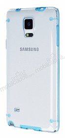 Samsung N9100 Galaxy Note 4 Mavi Silikon Kenarl effaf Rubber Klf