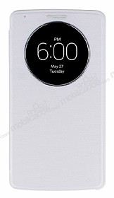 LG G3 Uyku Modlu Pencereli Beyaz Deri Klf