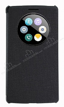 LG G4 Stylus Pencereli nce Yan Kapakl Siyah Klf