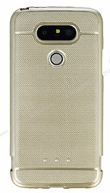 LG G5 Metalik Nokta Desenli Gold Silikon Klf