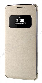 LG G5 Uyku Modlu Pencereli Gold Deri Klf