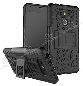 LG G6 Ultra Sper Koruma Standl Siyah Klf