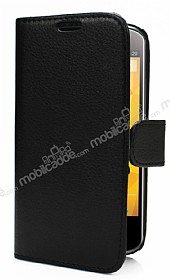 LG Nexus 4 Czdanl Yan Kapakl Siyah Deri Klf