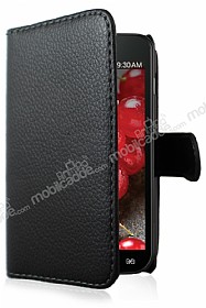 LG Optimus L5 2 Czdanl Yan Kapakl Siyah Deri Klf