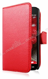LG Optimus L5 2 Czdanl Yan Kapakl Krmz Deri Klf